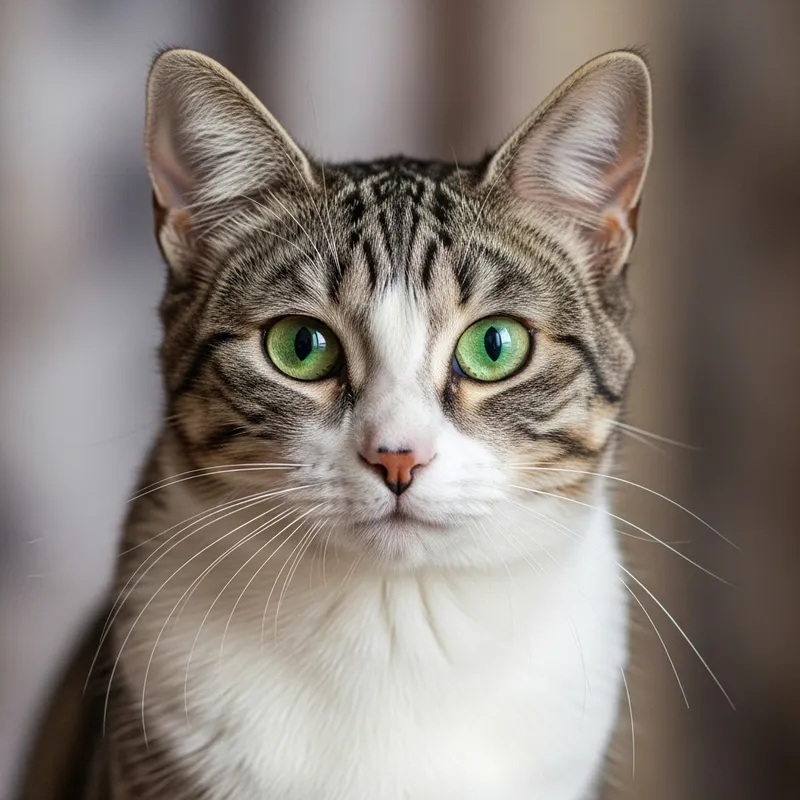 Charming Grey Cat: Captivating Close-up Image