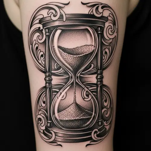Detailed Hourglass Tattoo Design | Craftsmanship & Artistry