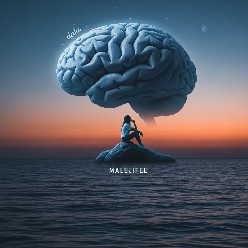 Deep Contemplation on Luminous Brain Planet at Sunset