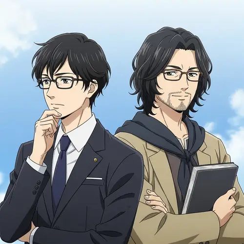 Anime-Style Image of Two Men Portraying Scholarly Vibes