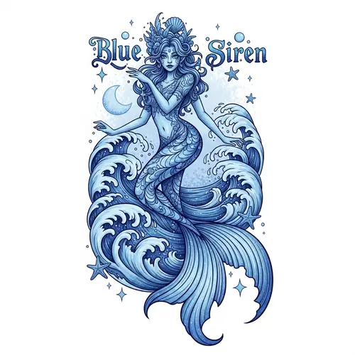 Beautiful Blue Siren T-Shirt Design | Ethereal Illustration
