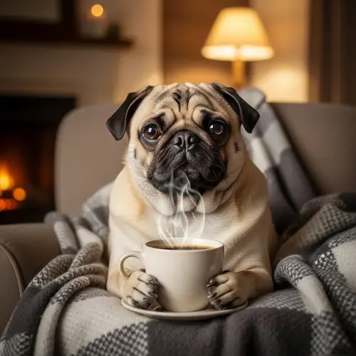 A Pug Enjoying Coffee: Cozy Moments