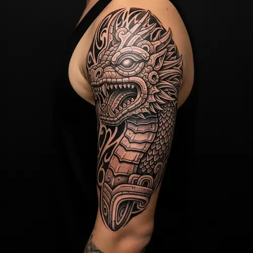 Chavin Culture and Dragon Head Tattoo Design