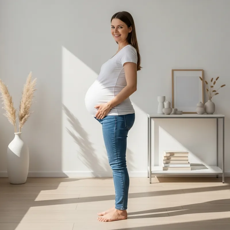Pregnancy Joy: Happy Slim Woman with Giant Belly