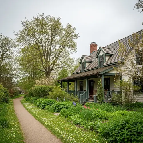 Tranquil Countryside House Surrounded by Lush Vegetation