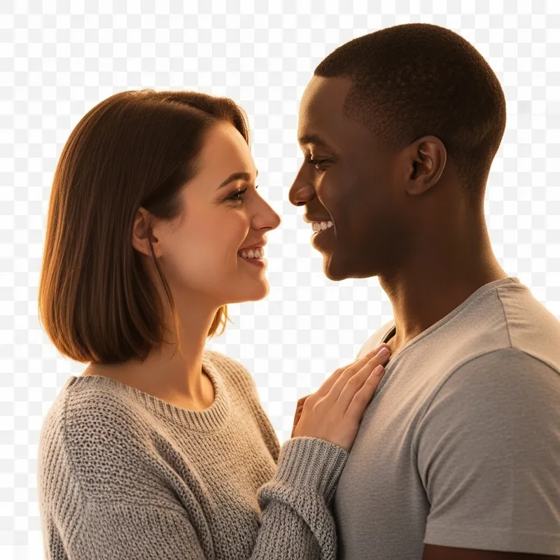 Mixed Race Couple | Peaceful Affectionate Smiles