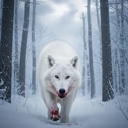 White Wolf in Frosty Winter Forest | Survival Instincts
