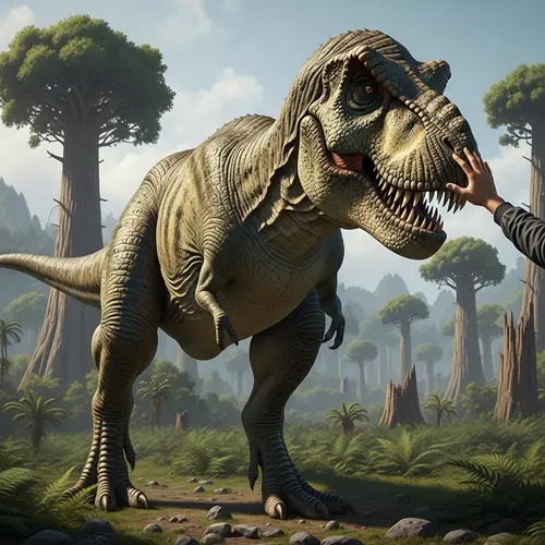 Tyrannosaurus Rex in Lush Prehistoric Landscape