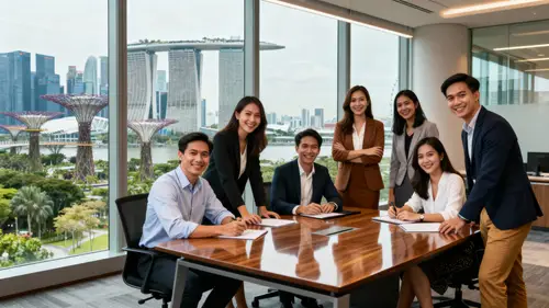 Modern Office in Singapore: Diverse Professionals at Work
