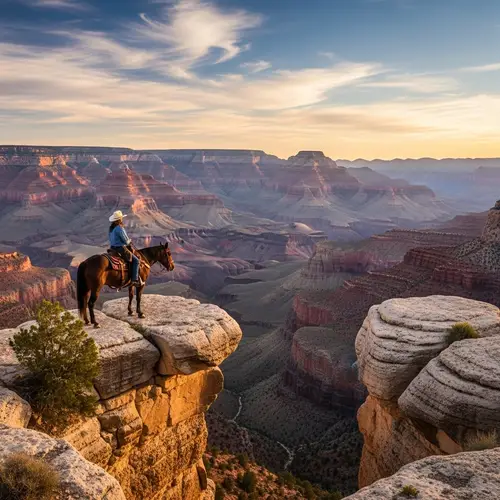 Grand Canyon Sunrise Cowboy on Horseback View
