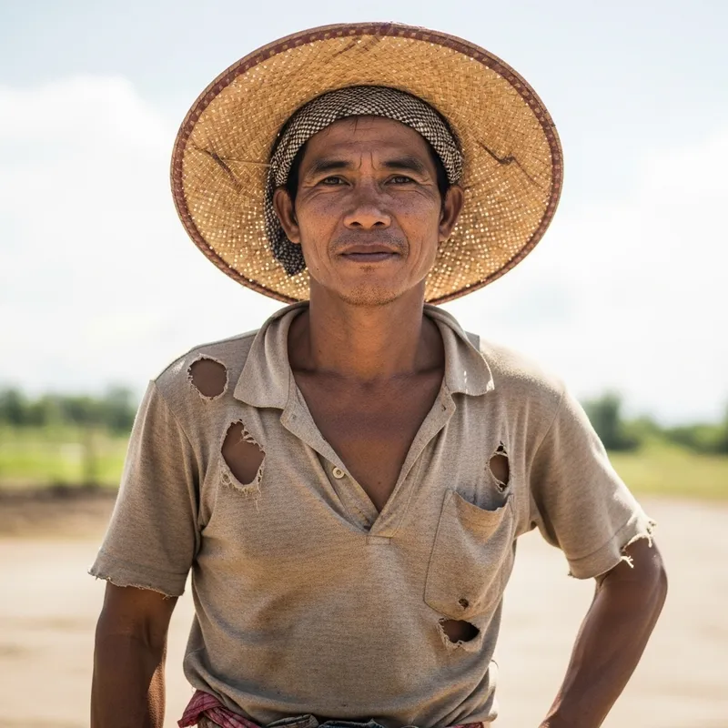 Young Filipino Man in Traditional Hat - Grit and Resilience