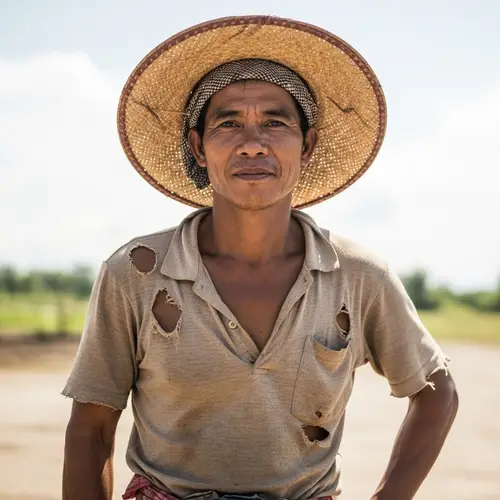 Resilient Filipino Man in Traditional Hat - Tale of Strength