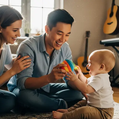 Eastern Asian Male Musician Playing with Baby | Heartwarming Scene