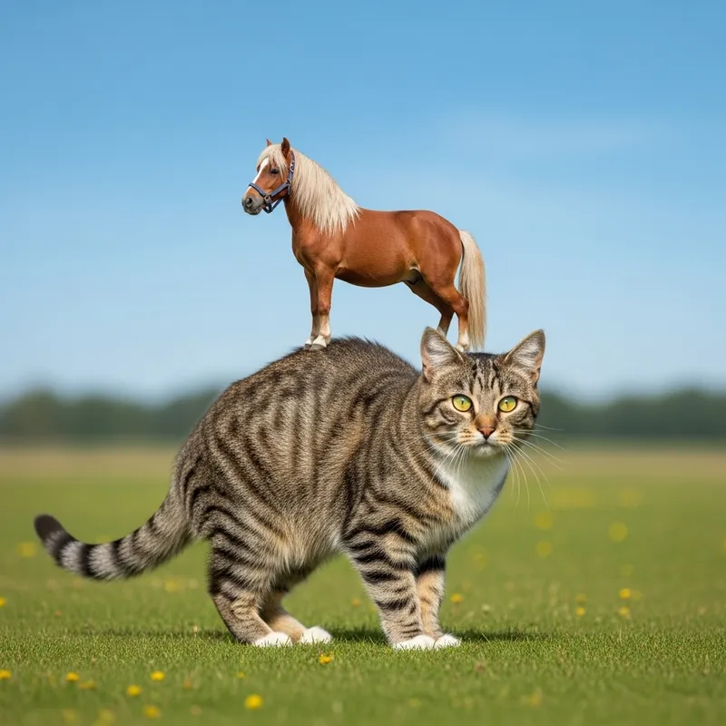 Surreal Horse Riding a Cat: A Whimsical Encounter