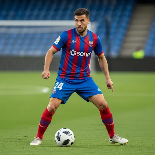 Professional Football Player Dribbling Soccer Ball | Website Name