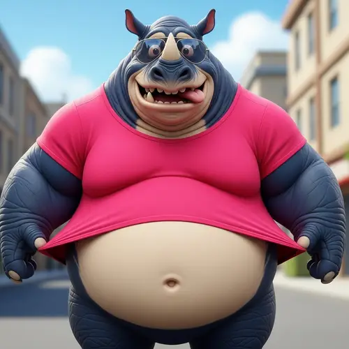 Silly Snorlax in Pink Shirt and Aviator Sunglasses