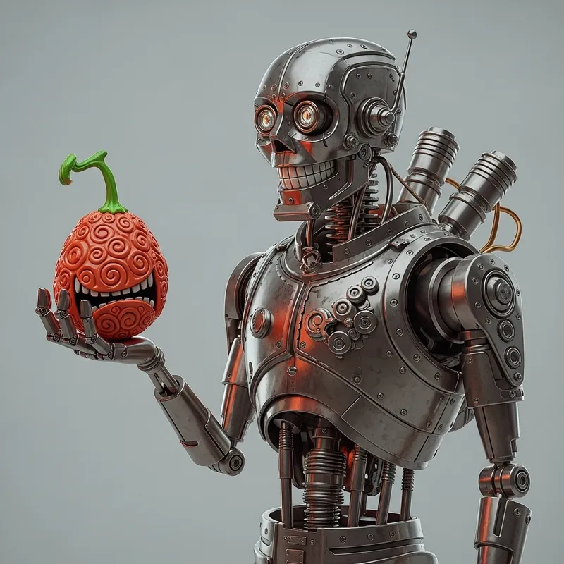 Unique Abstract Robot Design with Captivating Devil Fruit Unique Abstract Robot Design with Captivating Devil Fruit
