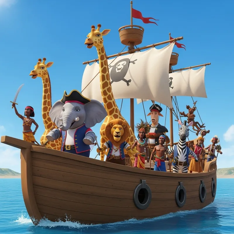 Vibrant African Children's Show with Pirates and Animals Vibrant African Children's Show with Pirates and Animals
