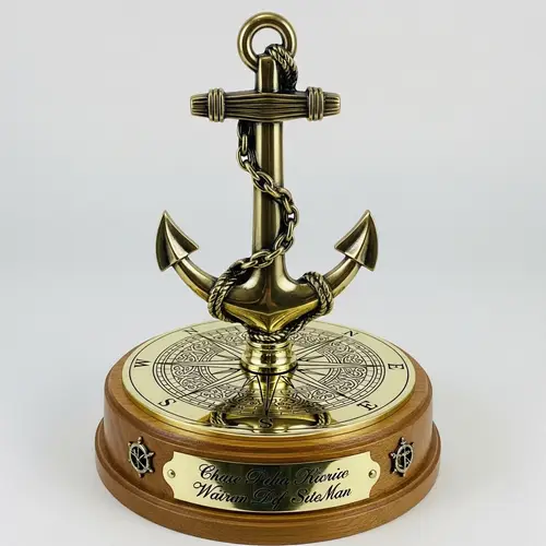 Sailing Theme Trophy Design: Anchor and Compass Engraved