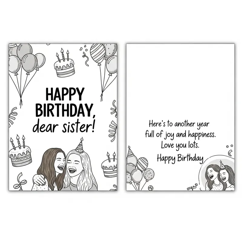 Printable Birthday Card for Older Sister - Heartfelt Design