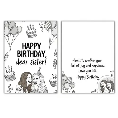 Printable Birthday Card for Big Sister - Joyful Design