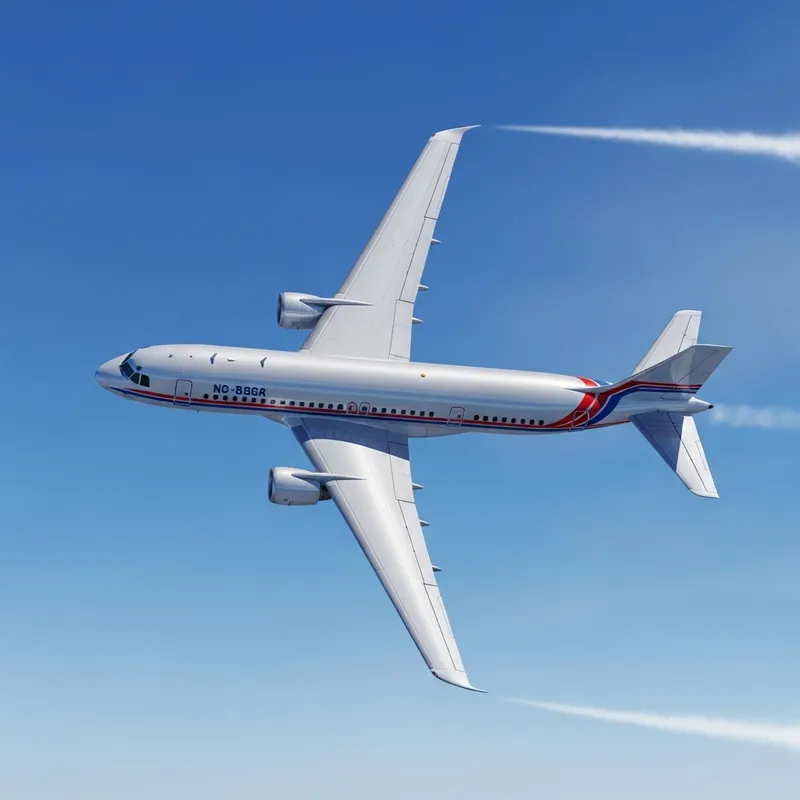 Stunning Silver Airplane Flying in Clear Blue Sky