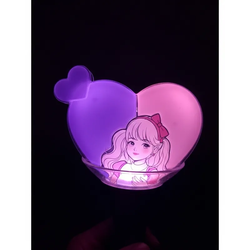 Heart-Shaped Purple and Pink Kpop Fanmade Lightstick
