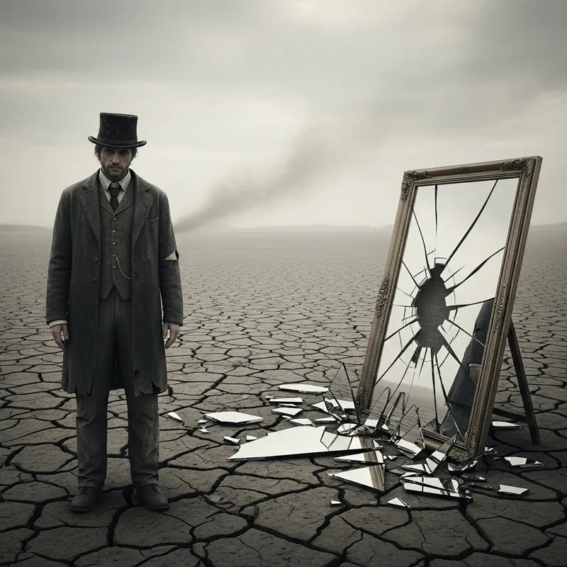 Solitary Figure in Cylinder Alone with Broken Mirror Solitary Figure in Cylinder Alone with Broken Mirror