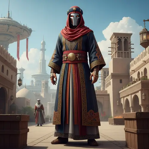 Mystical Warlock in Arabic Garb - Sci-Fi Fantasy Fusion