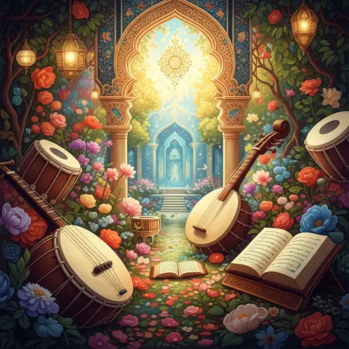 Vibrant Digital Painting: Nature, Music, and Literature in Islamic Context