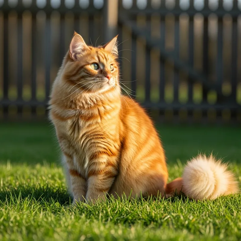Adorable Ginger Cat with Green Eyes | Outdoor Scene