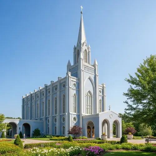 Impressive Catholic Temple with Blue and White Walls