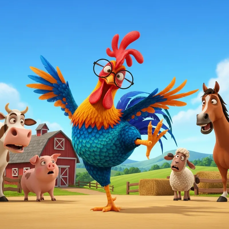 Colorful Chicken Dance: Funny Farm Performance