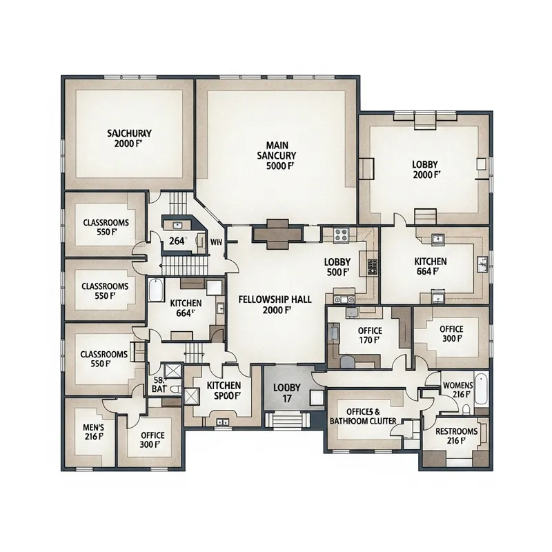 Church Building Layout: Architectural Design for 80x150 Steel Building Church Building Layout: Architectural Design for 80x150 Steel Building