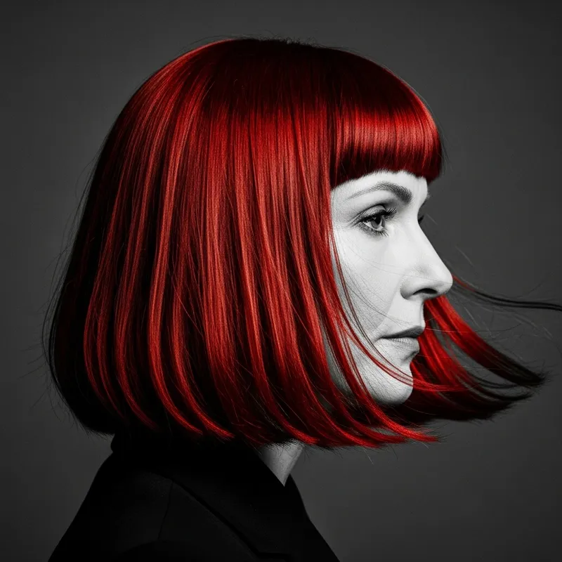 Captivating Black & White Portrait Featuring Vibrant Red Hair