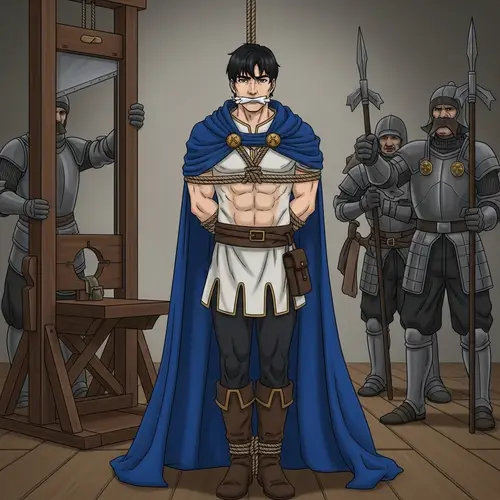 Courageous White Prince Bound for Execution by Guillotine