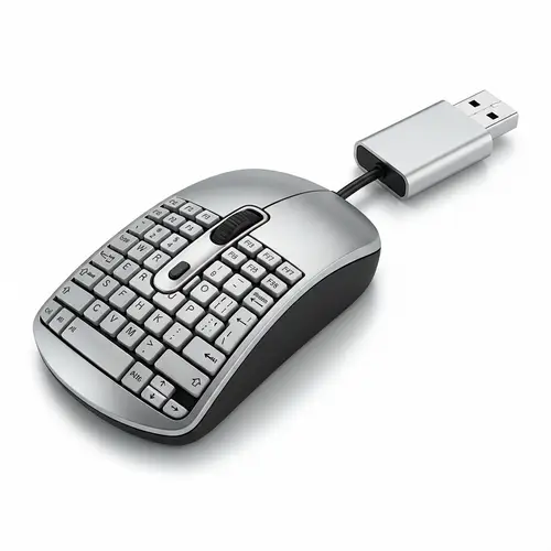 Keyboard-Like Mouse with USB Flash Drive Tail