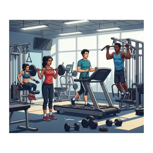 Diverse Group of Athletes Working Out in Gym - Fitness Scene