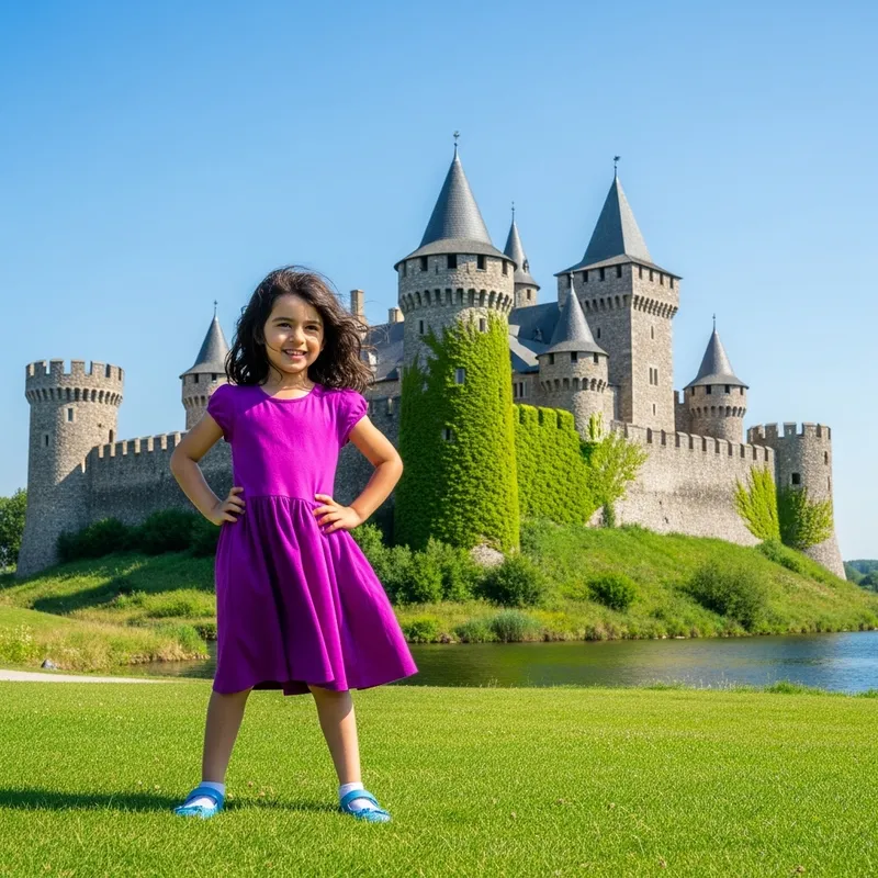 Enchanting Castle Backdrop with Girl