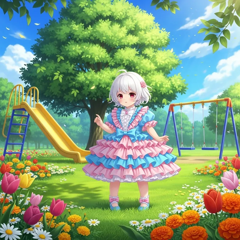 Adorable Little Girl with White Hair and Red Eyes