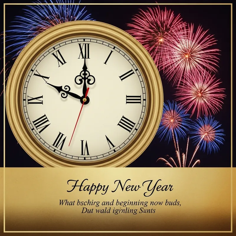 Personalised New Year Greetings | Elegant Clock Design