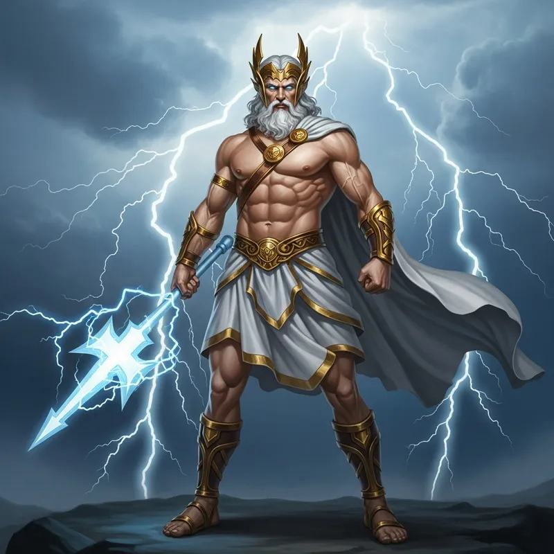 Zeus's Mighty Form with Thunderbolts: Greek Mythology Icon