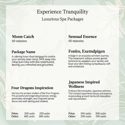 Luxurious & Enticing Spa Package Menu | High-Class Massage