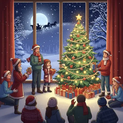 Heartwarming Festive Holiday Scene Illustration