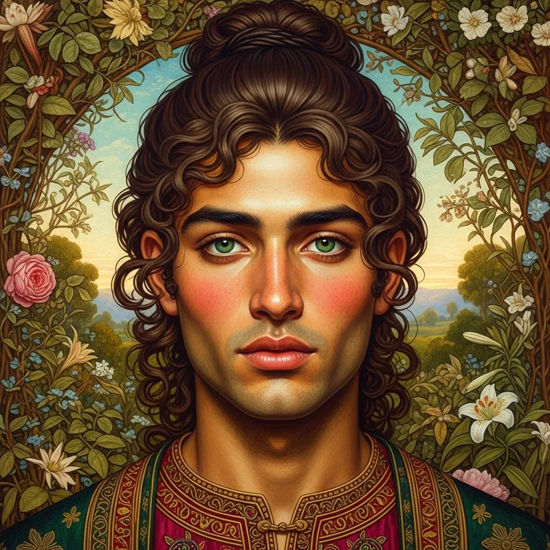 Captivating Pre-Raphaelite Style Portrait of Young Middle-Eastern Man