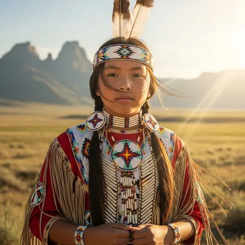 Young Native American Girl in Traditional Attire | Cultural Beauty