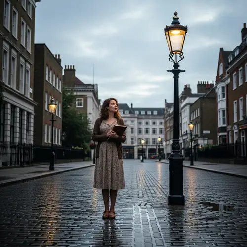 Early Morning Scene in London with Female Screenwriter