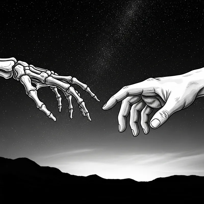 Contrasting Human Skeletal Hand and Fleshed Hand Reaching in Surrealistic Space