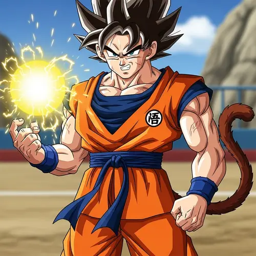 Goku: Muscular Animated Character with Spiky Hair