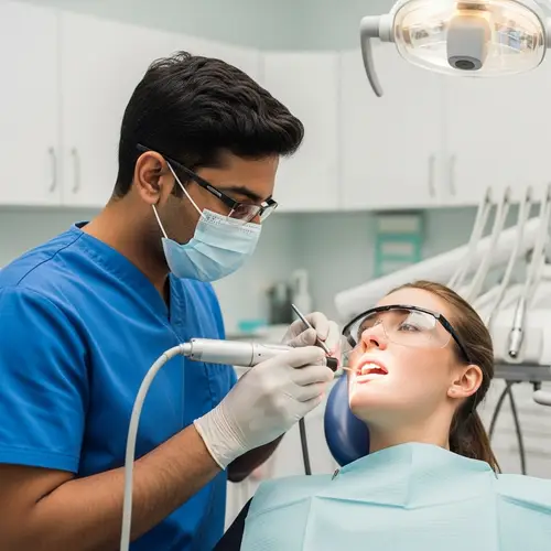 Expert Dentist Using Laser for Oral Lesion Removal